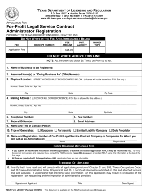 Texas For-Profit Legal Service Contract Administrator Registration