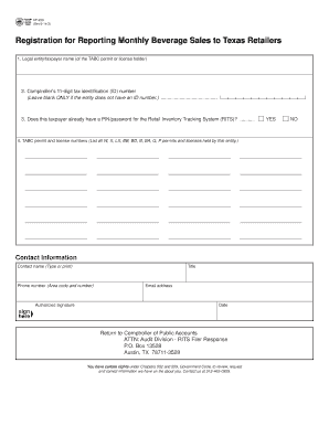 Texas Beverage Sales Registration Form