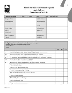 Auto Salvage Compliance Checklist