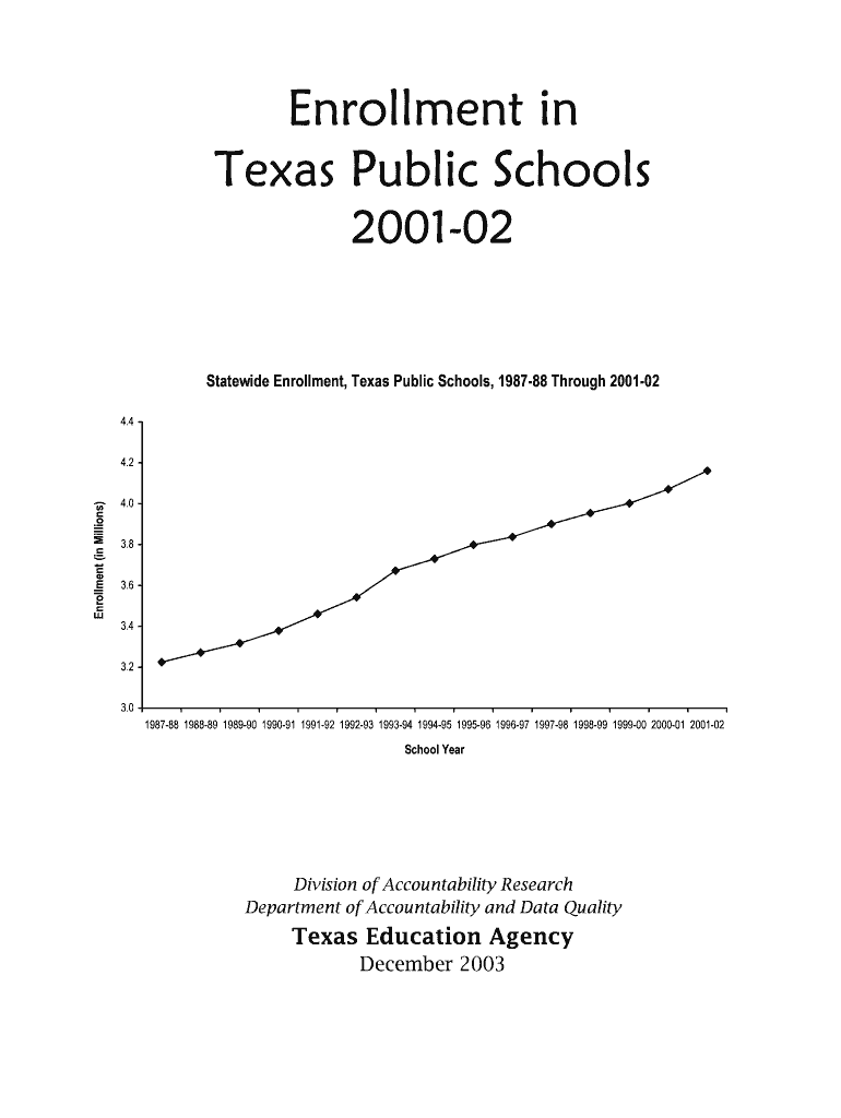 Enrollment in Texas Public Schools, 2001-02 - Texas Education Preview on Page 1