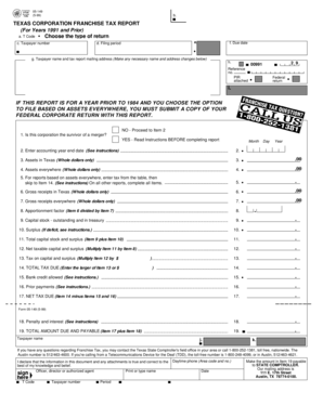 Texas Corporation Franchise Tax Report