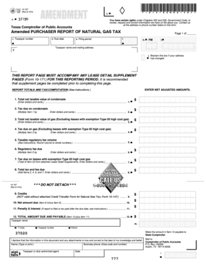 Texas Amended Purchaser Report of Natural Gas Tax