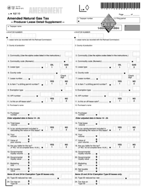 Texas Amended Natural Gas Tax Form 10-173