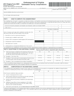 Virginia Form 500C Estimated Tax by Corporations