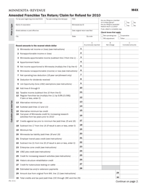 Minnesota Amended Franchise Tax Return