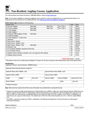 Non-Resident Angling License Application
