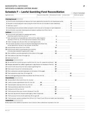 Schedule F, Gambling Fund Reconciliation - Minnesota Department ... - revenue state mn