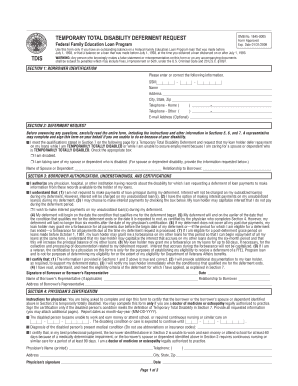 Temporary Total Disability Deferment Request