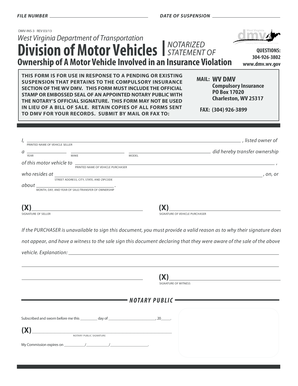 West Virginia Vehicle Ownership Transfer Form