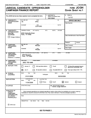 Texas Judicial Candidate Campaign Finance Report