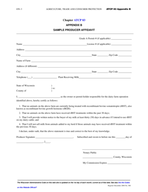 Wisconsin Producer Affidavit