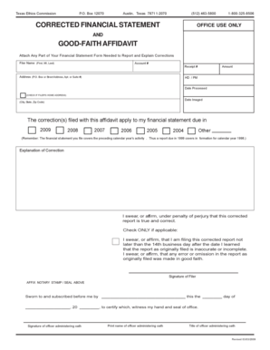 Corrected financial statement good-faith affidavit - Texas State Ethics ... - ethics state tx