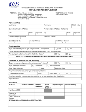 New York State Application for Employment