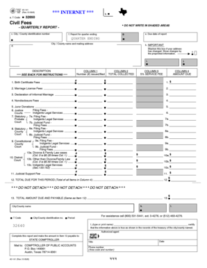 Texas Civil Fees Quarterly Report