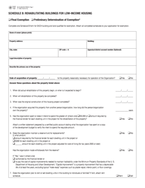 Schedule B: Rehabilitating Buildings for Low-Income Housing