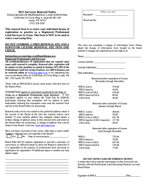 Texas Surveyor License Renewal Form