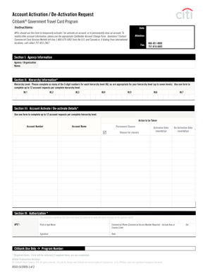 Citibank Government Travel Card Account Request Form