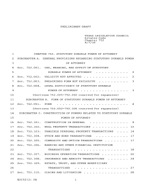 Chapter 752. Statutory Durable Power of Attorney - Texas ...