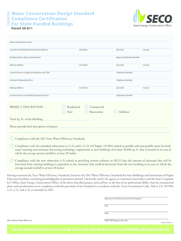 Fillable Online seco cpa state tx Water Compliance Certification Form