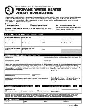 Texas Propane Water Heater Rebate Application