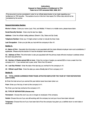 TRA Entitlement Determination Form