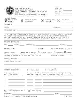 Florida Septic System Permit Application