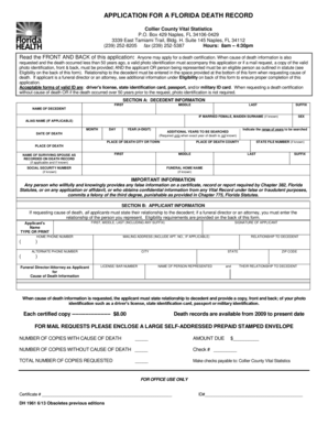 Florida Death Record Application
