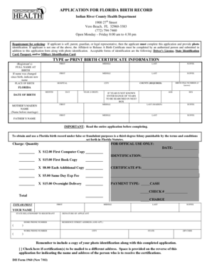 Florida Birth Record Application