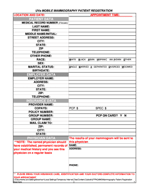 UVa Mobile Mammography Patient Registration