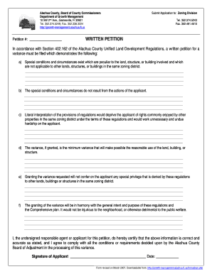 WRITTEN PETITION - Department of Growth Management