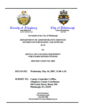 RENTAL OF CLEANING EQUIPMENT - apps county allegheny pa
