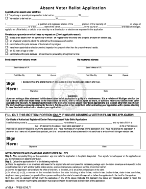 Michigan Absent Voter Ballot Application