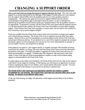 Michigan Child Support Order Change Form
