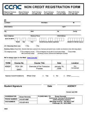 Non Credit Registration Form