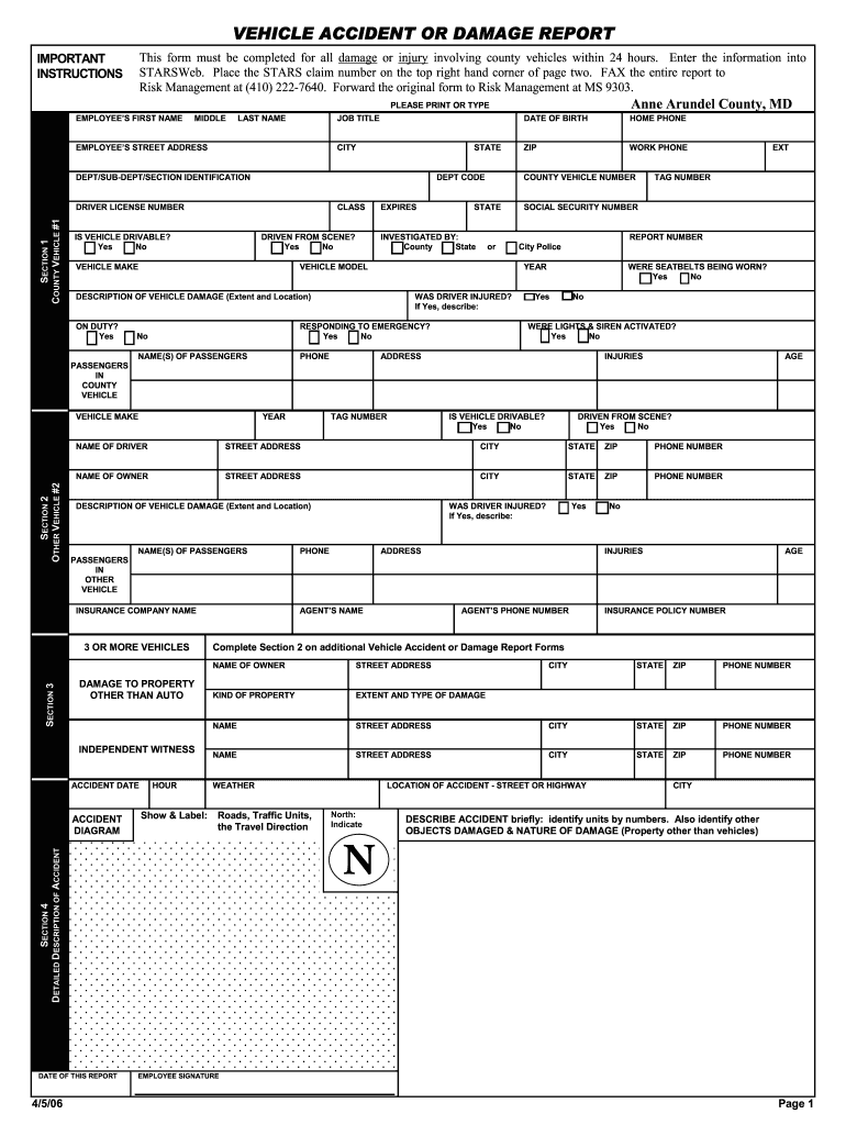 Fillable Online Aacounty Vehicle Accident Investigation Report Form Fax