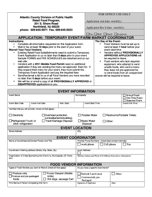 APPLICATION: TEMPORARY EVENT FARM MARKET