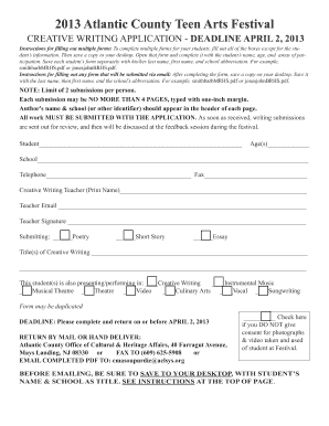 Creative Writing Application - Atlantic County