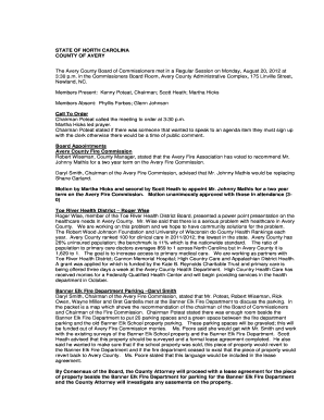 The Avery County Board of Commissioners met in a Regular Session on Monday, August 20, 2012 at - ave