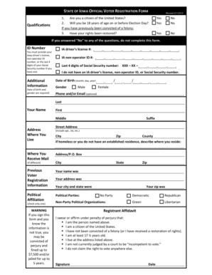 Iowa Official Voter Registration Form