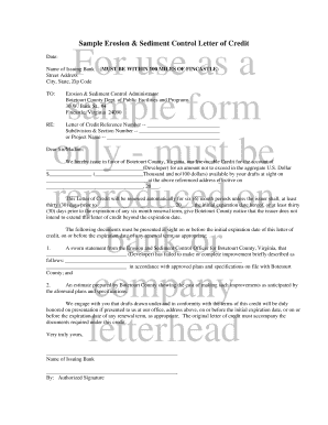 Sample Erosion and Sediment Control Letter of Credit - Botetourt