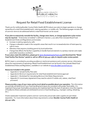 Request for Licence Application Packet - Boulder County