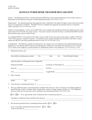 Manufactured Home Transfer Declaration