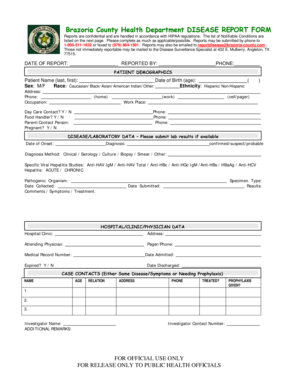 Brazoria County Disease Report Form