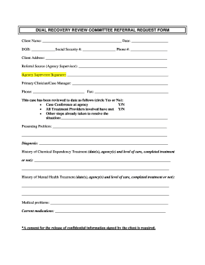 Dual Recovery Review Committee Referral Request Form