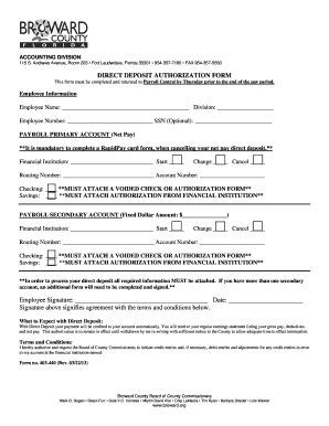 Direct Deposit Authorization Form