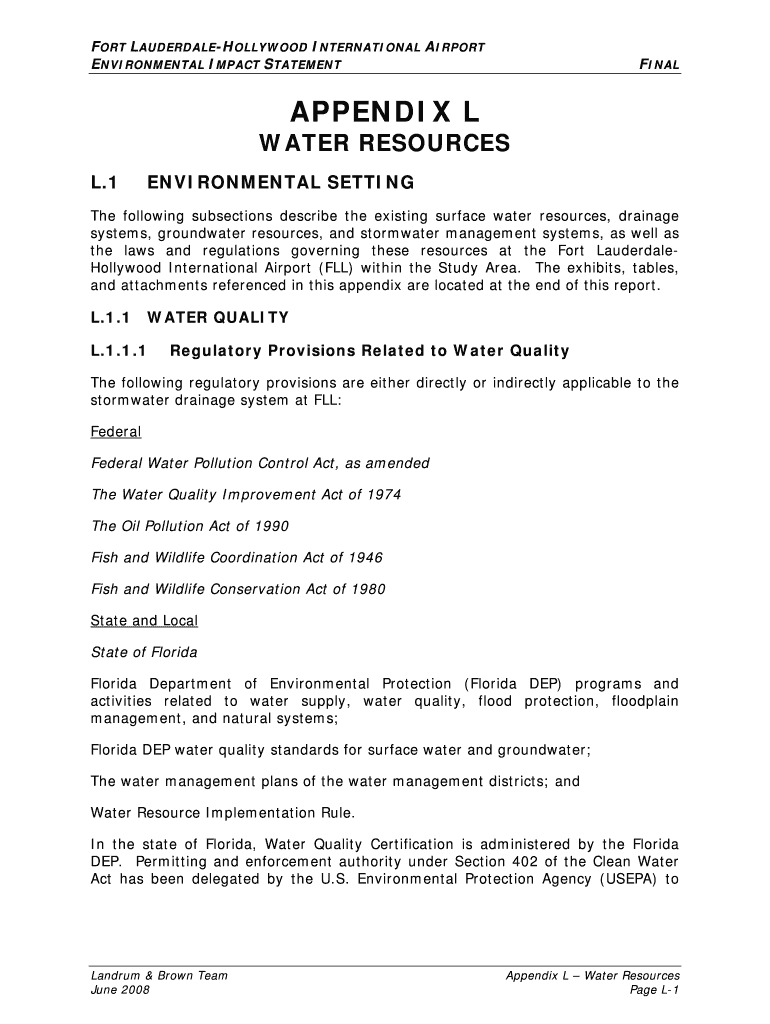 The following subsections describe the existing surface water resources, drainage Preview on Page 1