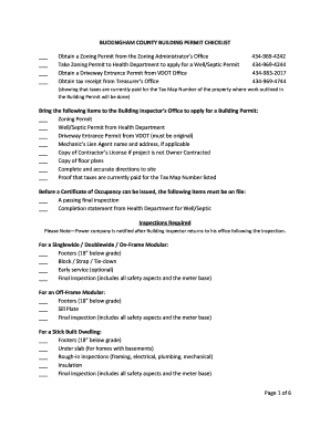 Bill pay checklist - buckingham county onlne permit application form