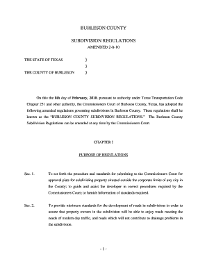 Subdivision Regulations - Burleson County, Texas