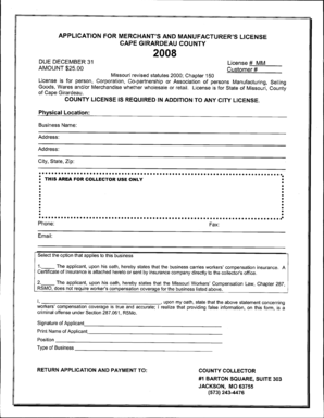 Missouri Merchant License Application