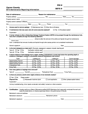SSTS Maintenance Reporting Form